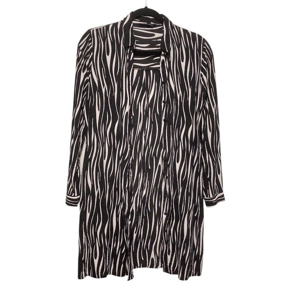 LC Waikiki Black White Zebra Print Long Sleeve Button-Up Shirt Dress 38 - Picture 1 of 6